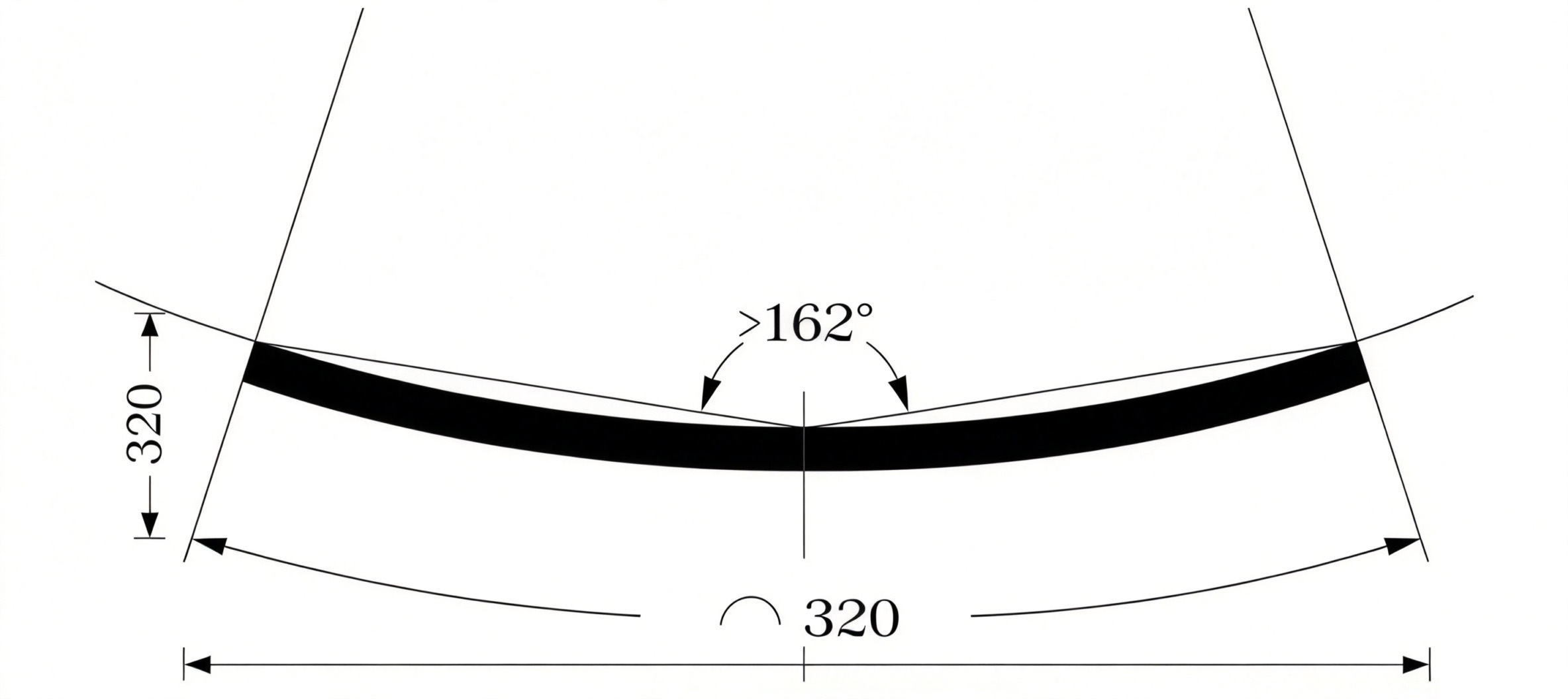 Inner Arc Dimension 162° 320mm