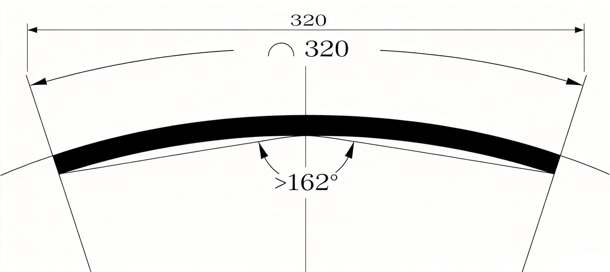 Outer Arc Dimension 162° 320mm